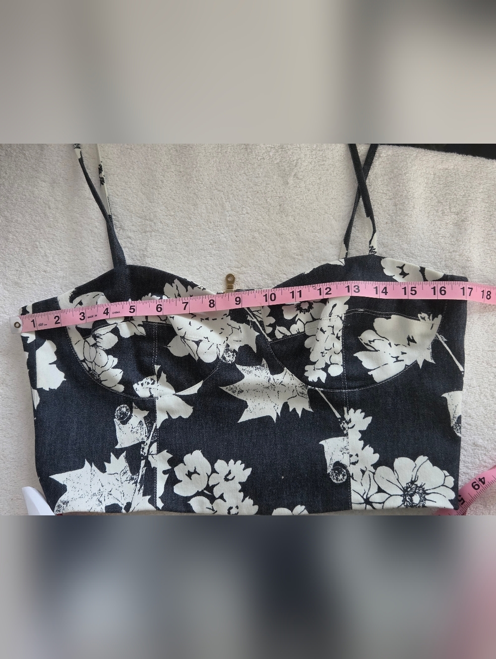 L'AGENCE Black and White Floral Bustier Crop Top - Picture 7 of 9